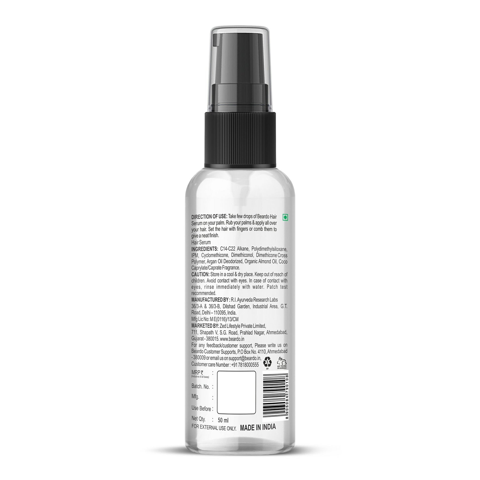 Beardo Hair Serum ingredients list