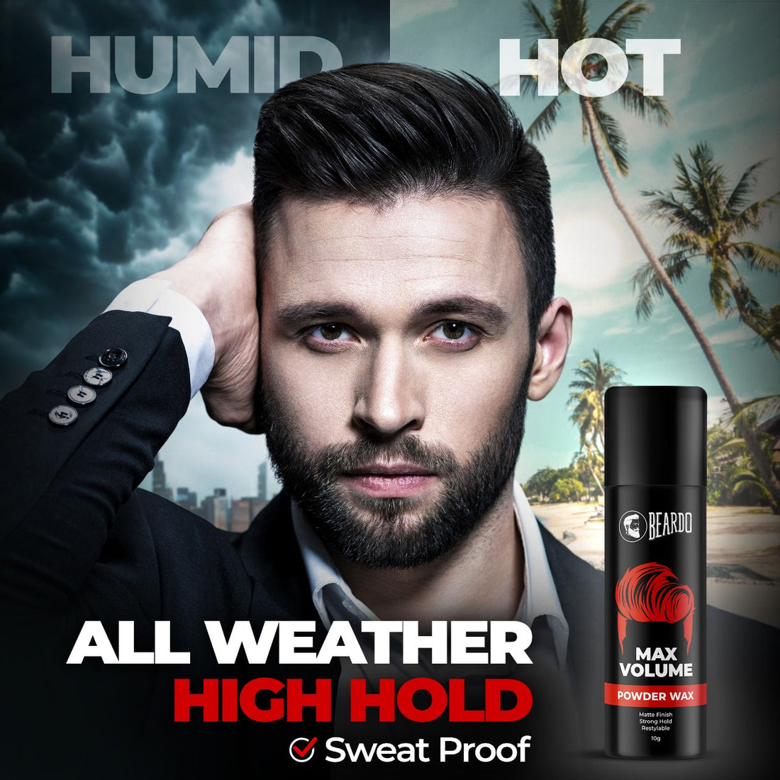 Before and After Using Beardo Powder Wax