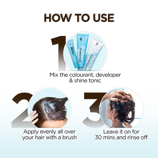 Before and after application of Chocolate Dark Brown hair colour