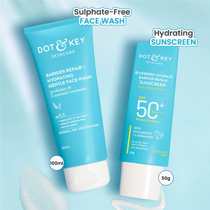 Dot & Key Hydrating Gentle Face Wash 100ml and Sunscreen 50g
