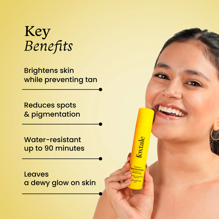 Foxtale SPF 70 Dewy Finish Sunscreen Provides Protection From UV Rays and Enhances Overall Complexion, 50ml