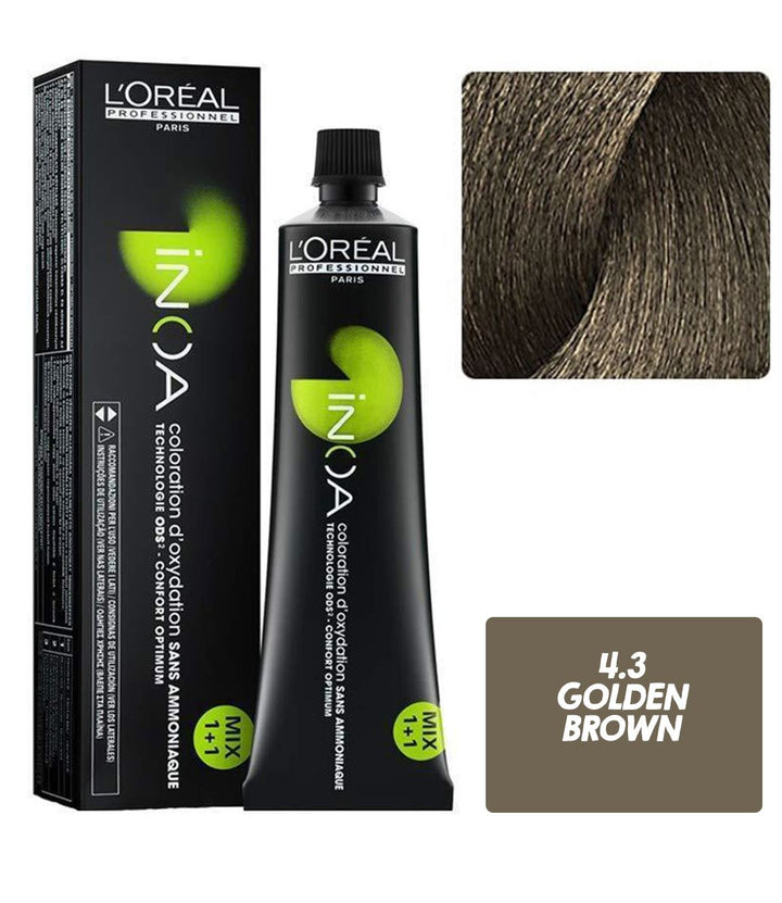 L'Oreal  Professionnel Paris - 4.3 Golden Brown - Inoa Ammonia Free Permanent Colour - Mix 1:1 - (60g) - House of Ateeq