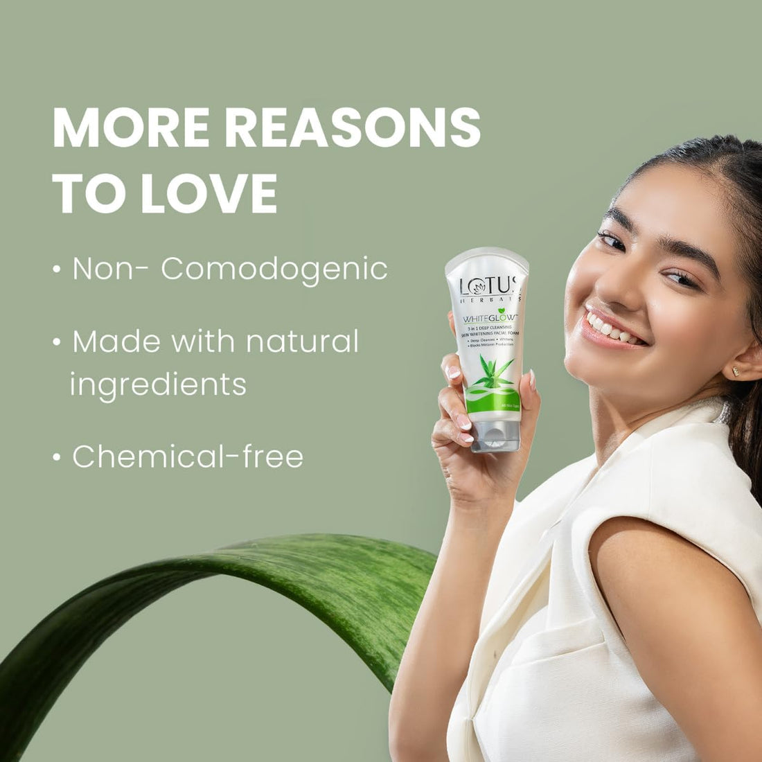 Lotus Herbals WhiteGlow 3-In-1 Deep Cleansing Skin Whitening Facial Foam, 100g