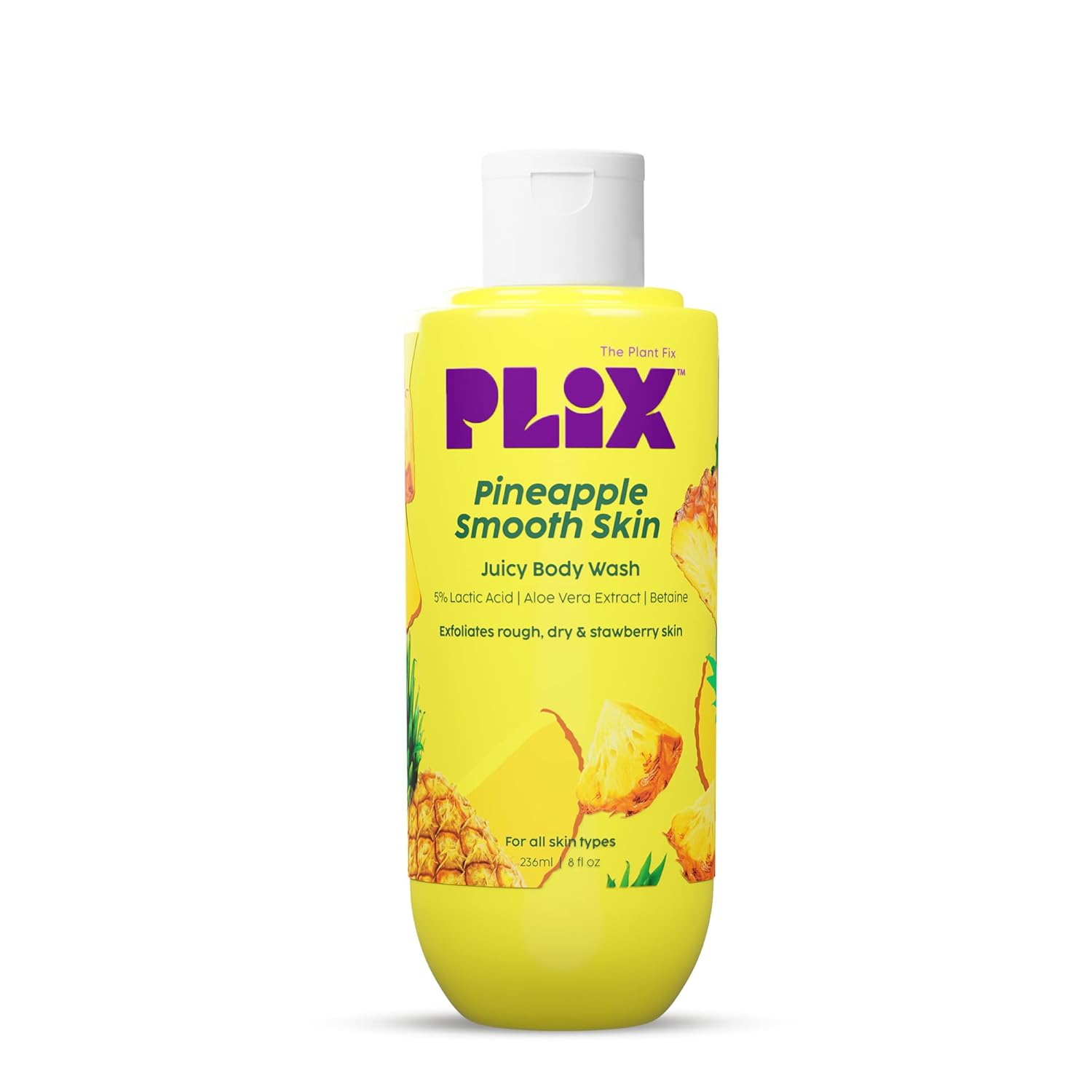 Plix Pineapple 5% Lactic Acid Exfoliating Body Wash, 236ml | For Tan Free & Brighter Skin