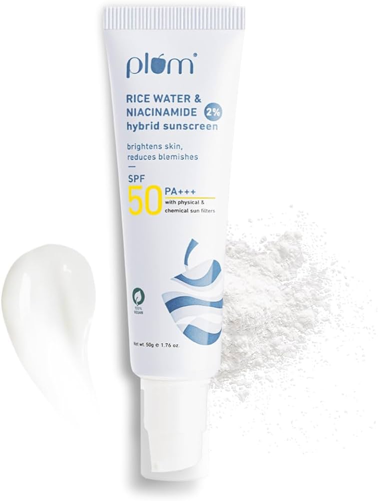 Plum Rice Water & 2% Niacinamide Sunscreen SPF50+, 50g - House of Ateeq